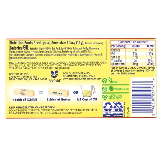 Can't Believe It's Not Butter Baking Sticks, 16 oz Paper Box 4 Sticks (Refrigerated)