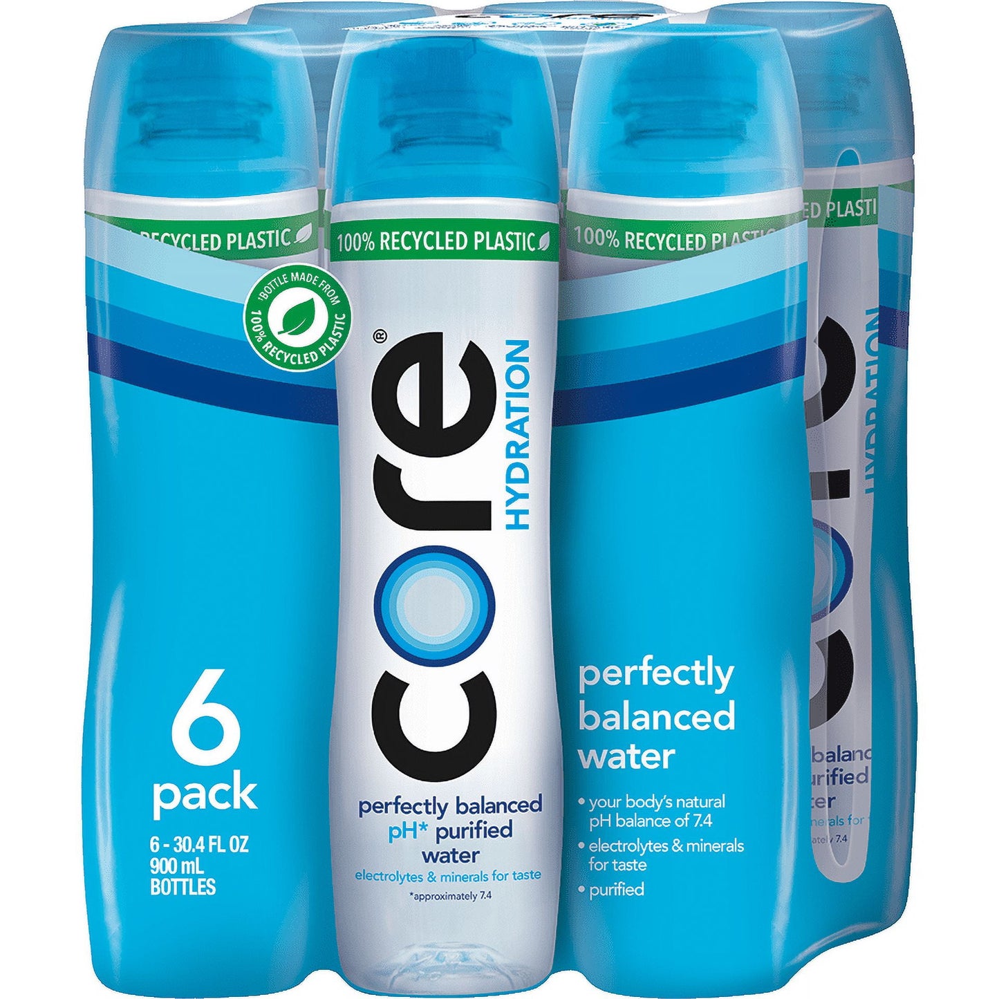CORE Hydration Perfectly Balanced Drinking Water, 30.4 fl oz bottles, 6 Count