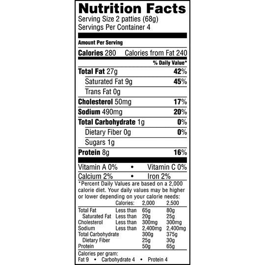 Jimmy Dean Fully Cooked Original Pork Sausage Patties, 9.6 oz, 8 Count