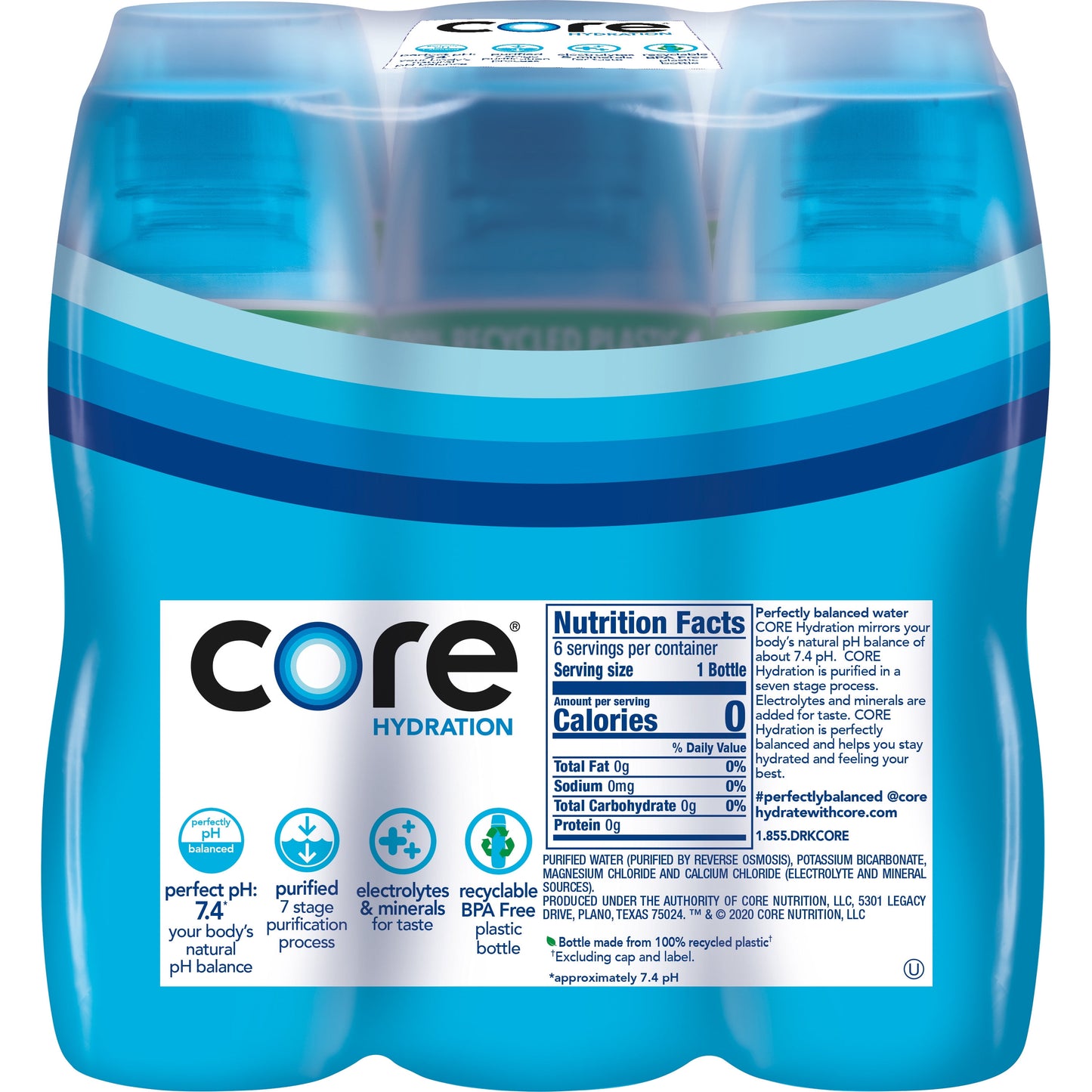 CORE Hydration Nutrient Enhanced Drinking Water, 0.5 L bottles, 6 Count