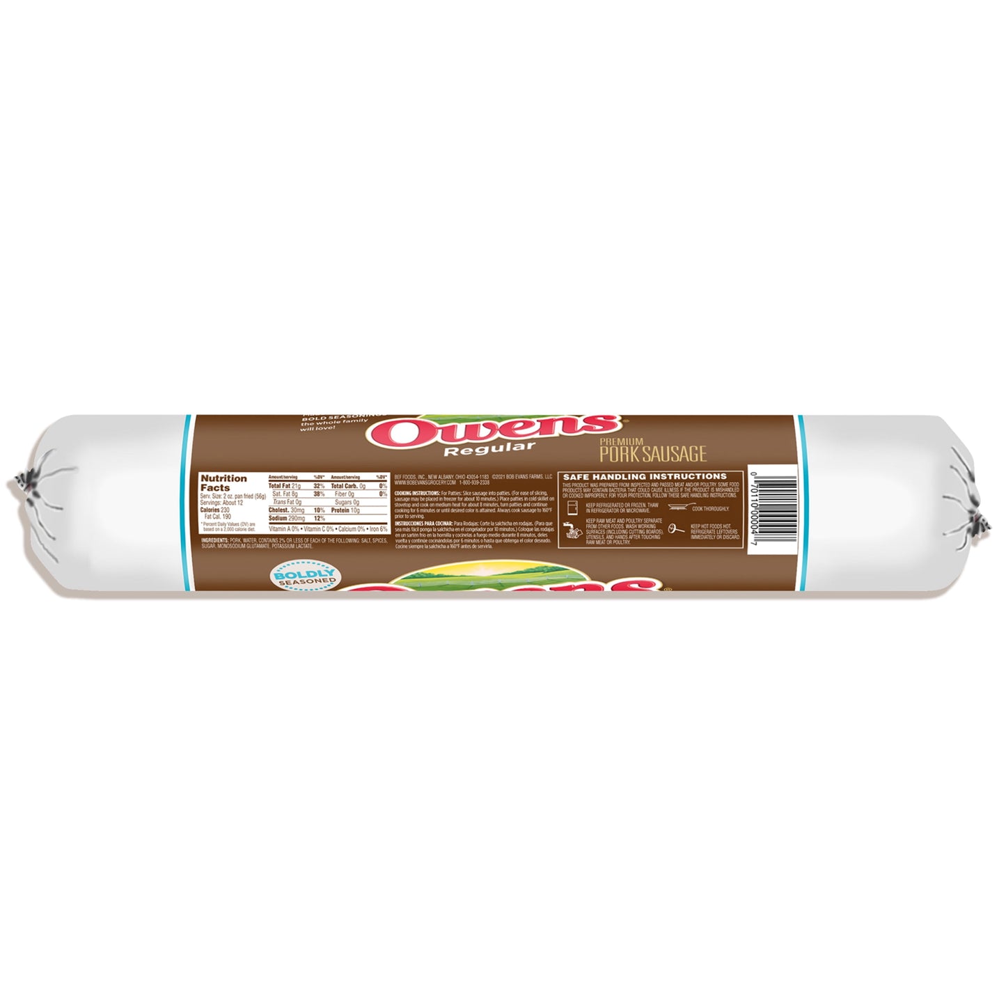 Owens Premium Pork Regular Sausage Roll, 32 oz (Fresh Sausage)