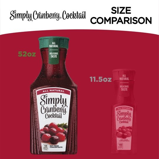 Simply Non GMO All Natural Cranberry Cocktail Fruit Juice, 52 fl oz Bottle