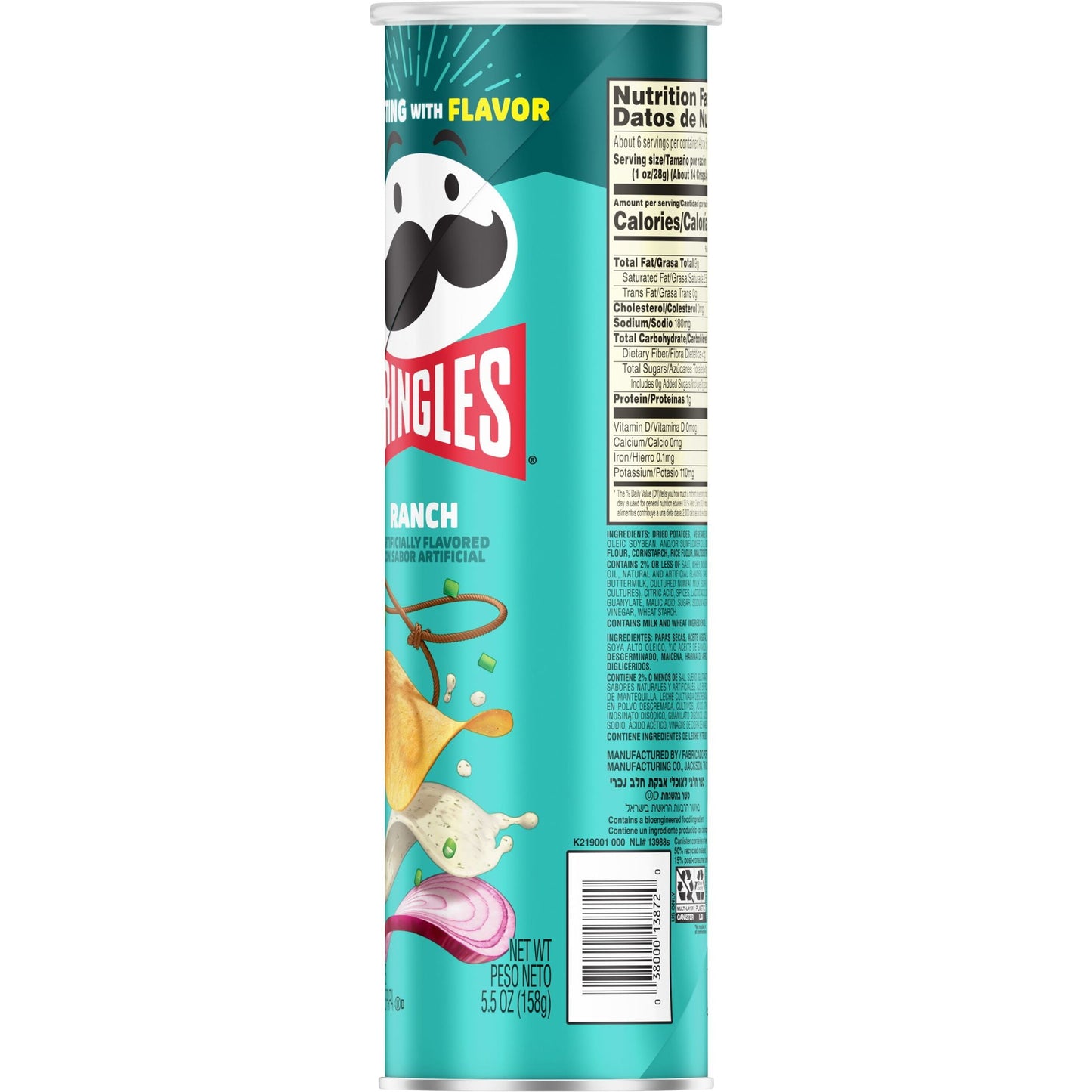 Pringles Ranch Potato Crisps Chips, 5.5 oz