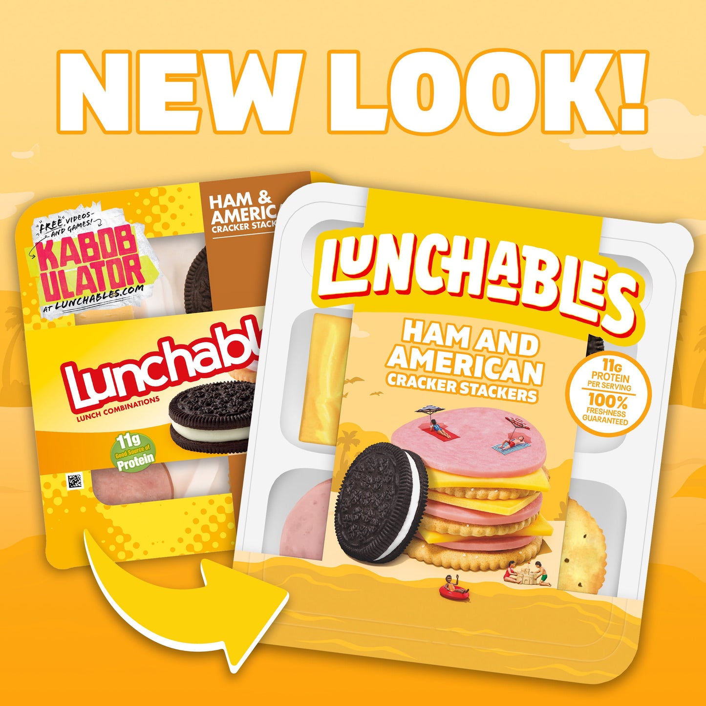 Lunchables Ham & American Cheese Cracker Stackers Kids Lunch Snack, 3.2 oz Tray