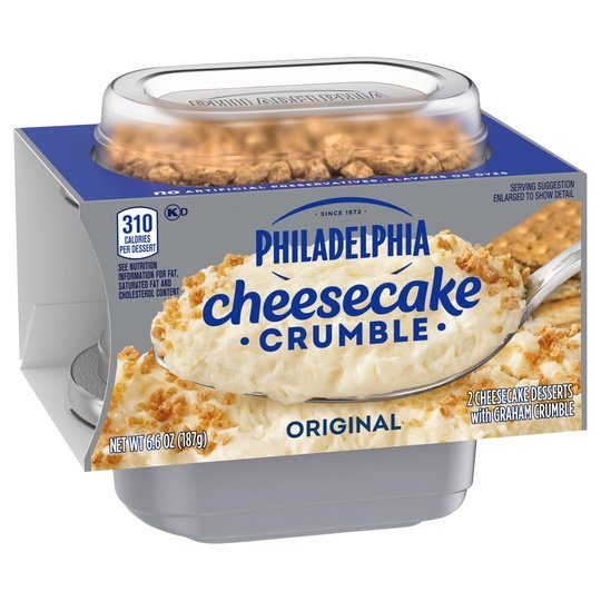 Philadelphia Cheesecake Crumble Original Cheesecake Dessert with Graham, 2 Ct Pack